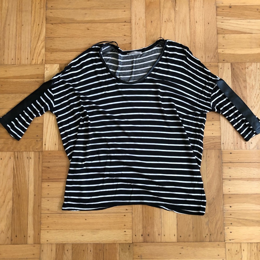 Black and white casual striped top from Zara